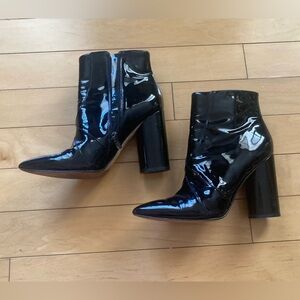 Sigerson Morrison Black Pointed Patent Leather Boots Size 10
